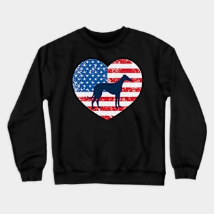 American Flag Heart Love Whippets Usa Patriotic 4Th Of July Crewneck Sweatshirt